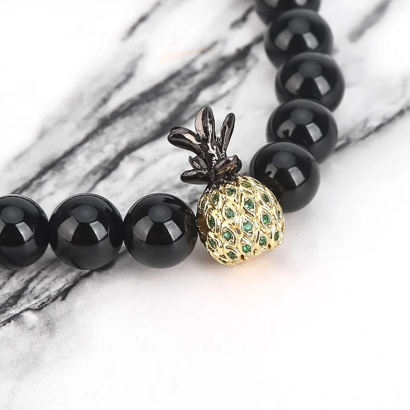 Black Onyx Pineapple Bracelet 8MM