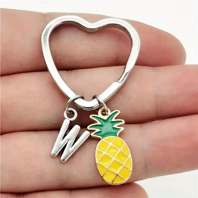 Personalized Pineapple Heart Keychain