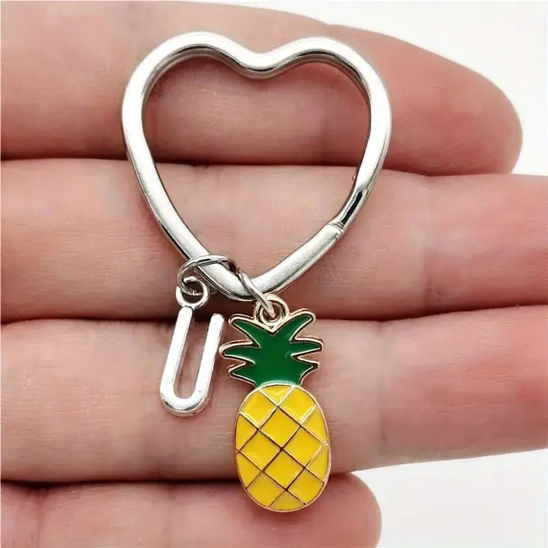 Personalized Pineapple Heart Keychain