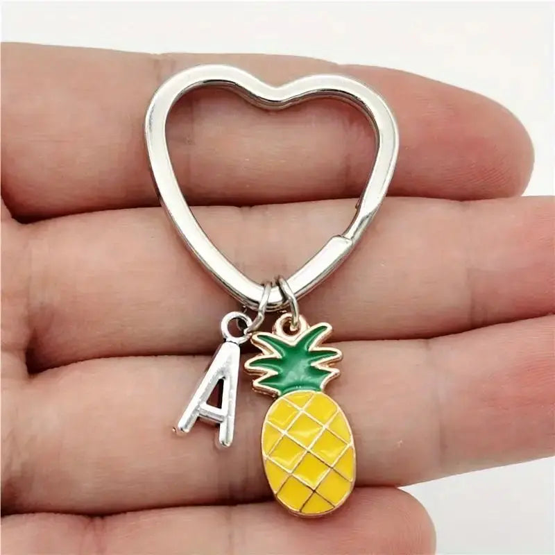 Personalized Pineapple Heart Keychain