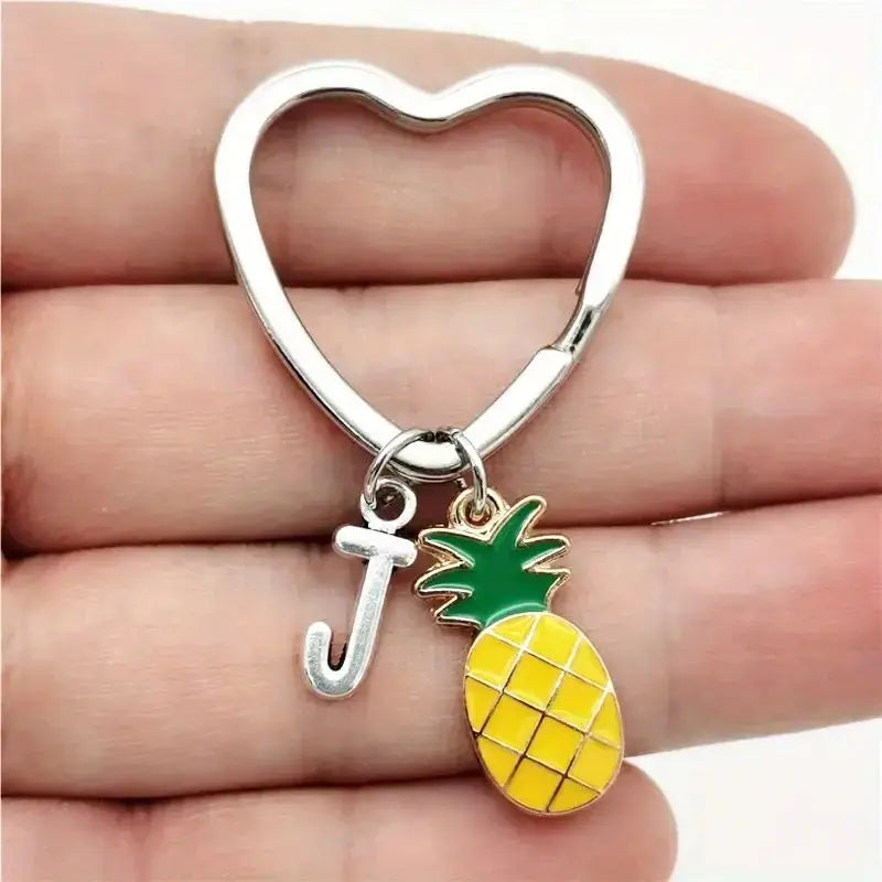 Personalized Pineapple Heart Keychain