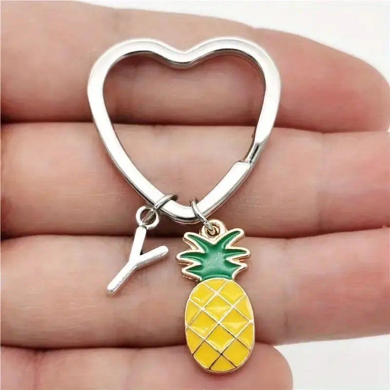 Personalized Pineapple Heart Keychain