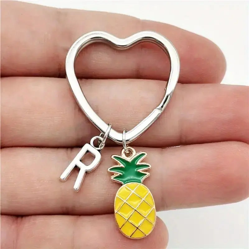 Personalized Pineapple Heart Keychain