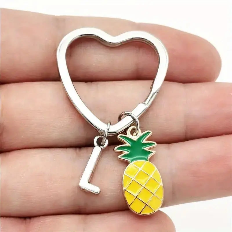 Personalized Pineapple Heart Keychain