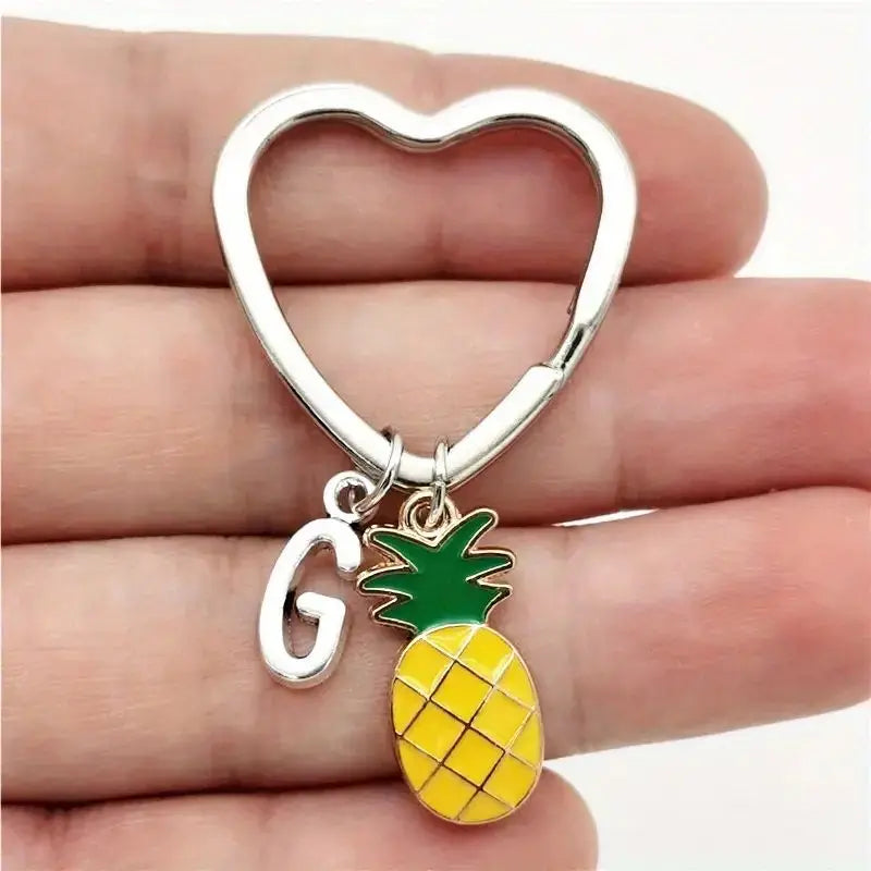 Personalized Pineapple Heart Keychain