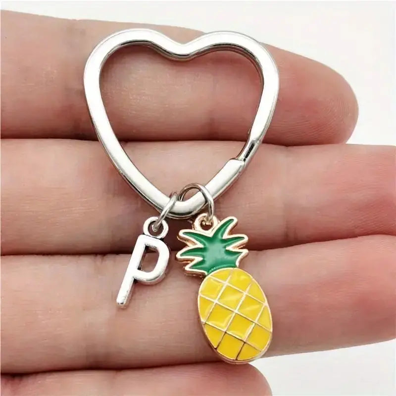 Personalized Pineapple Heart Keychain