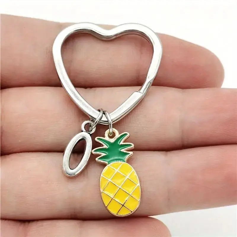 Personalized Pineapple Heart Keychain