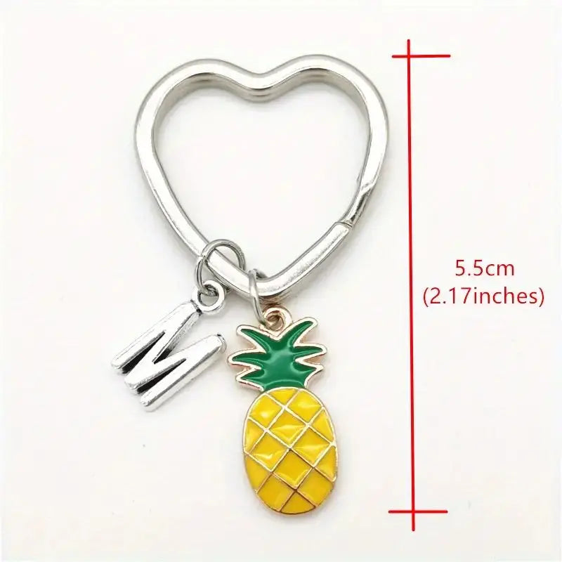 Personalized Pineapple Heart Keychain