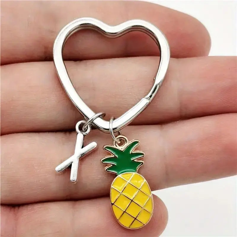 Personalized Pineapple Heart Keychain