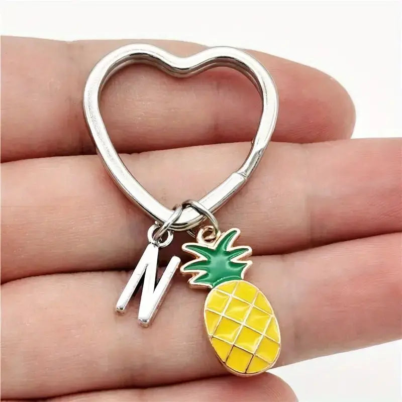 Personalized Pineapple Heart Keychain