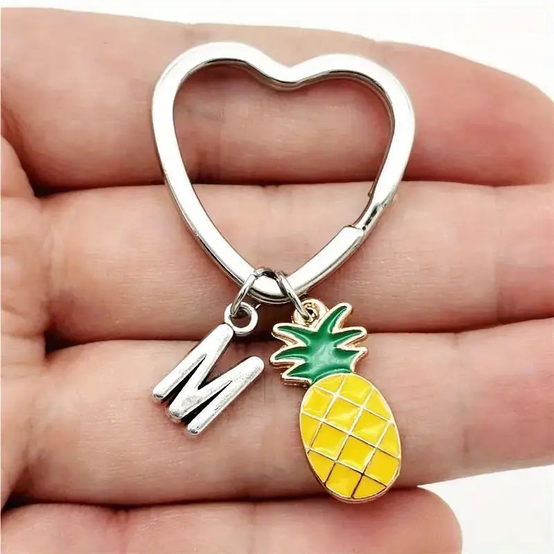 Personalized Pineapple Heart Keychain