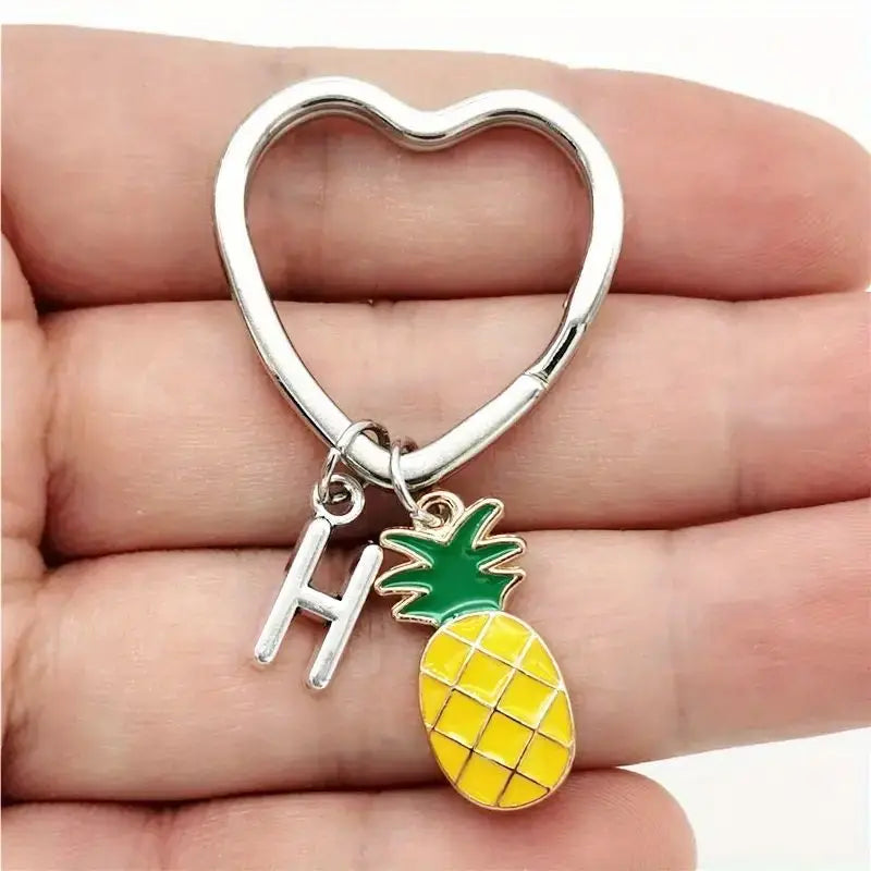 Personalized Pineapple Heart Keychain