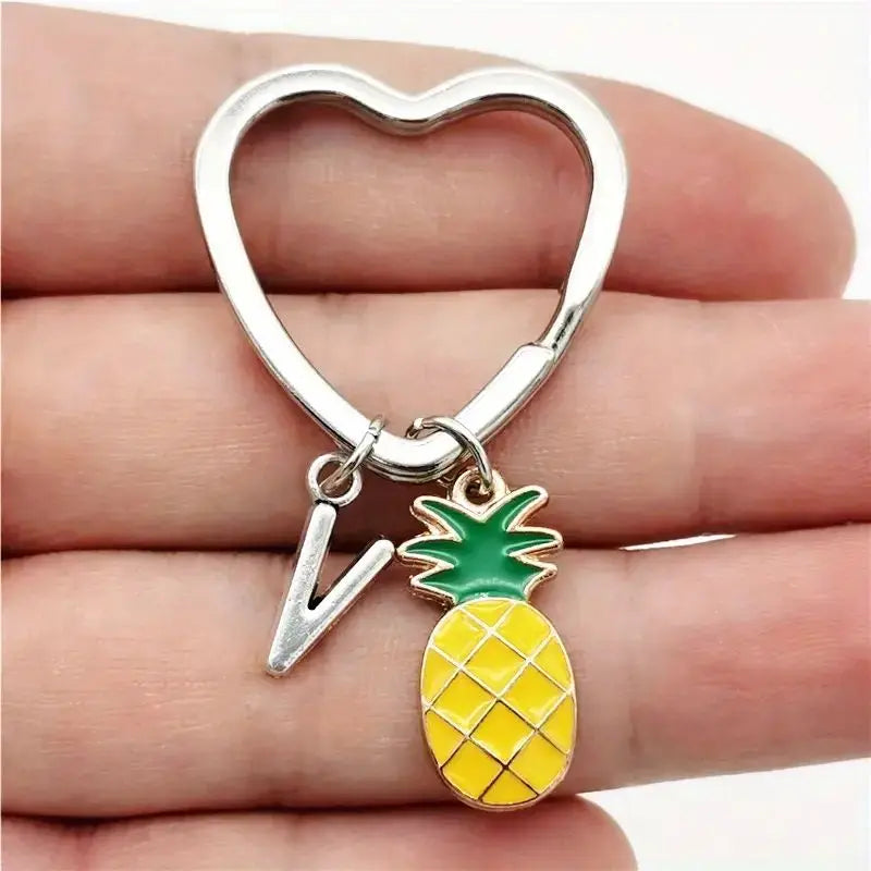 Personalized Pineapple Heart Keychain