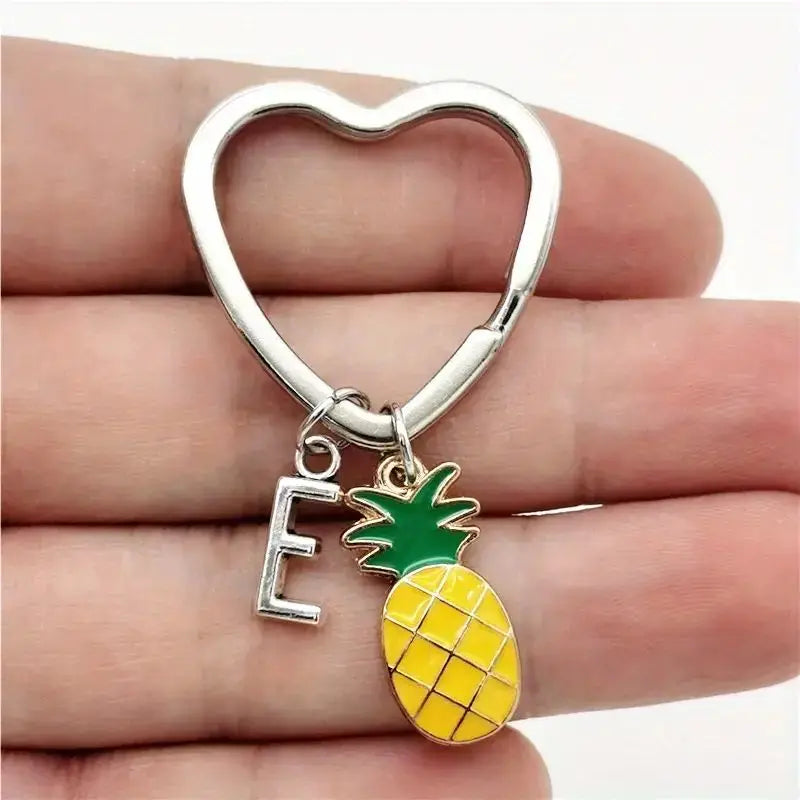 Personalized Pineapple Heart Keychain