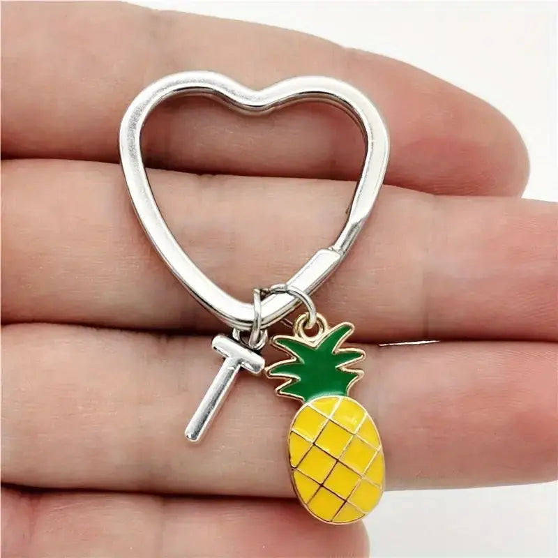 Personalized Pineapple Heart Keychain