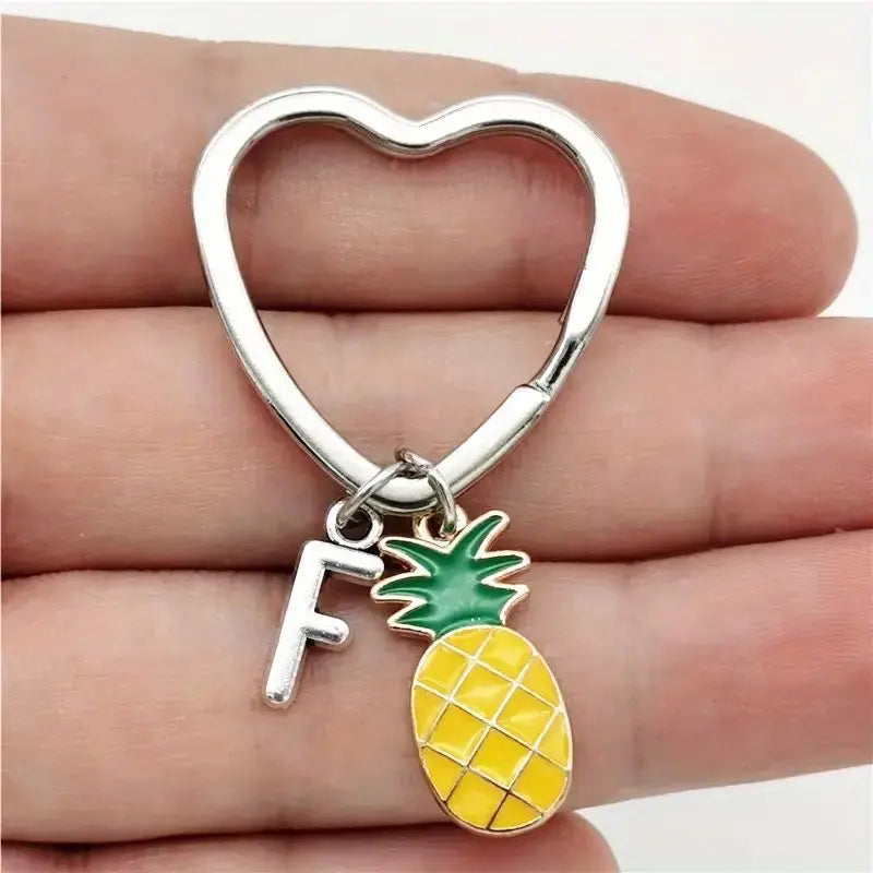 Personalized Pineapple Heart Keychain