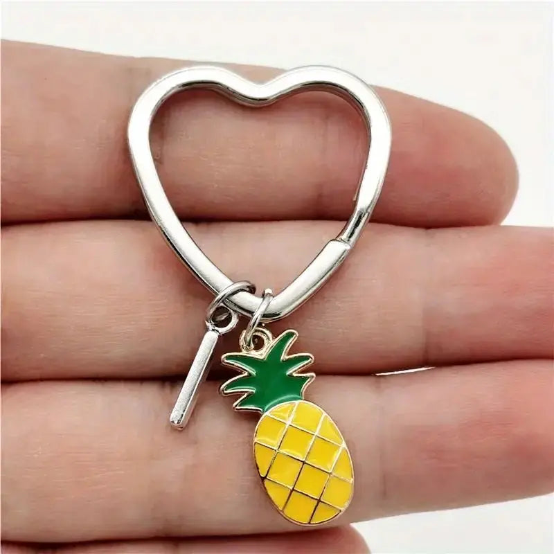 Personalized Pineapple Heart Keychain