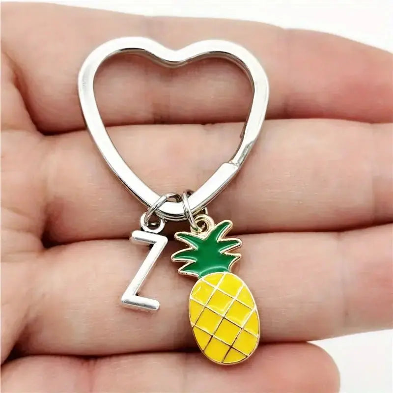 Personalized Pineapple Heart Keychain