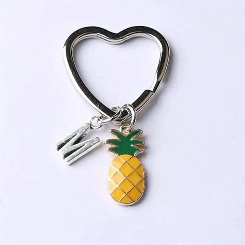 Personalized Pineapple Heart Keychain