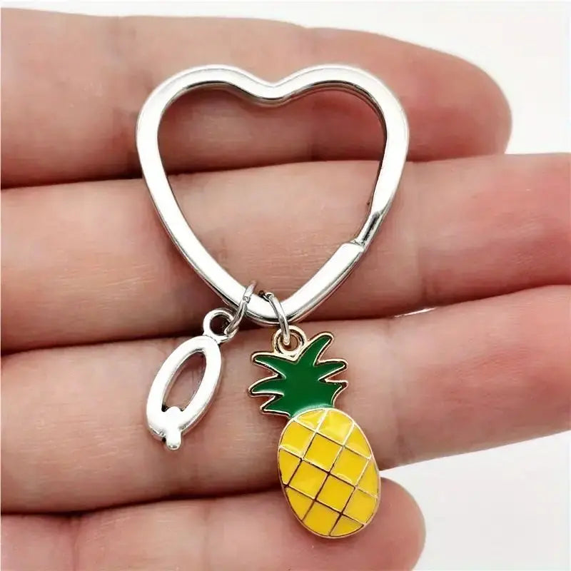 Personalized Pineapple Heart Keychain