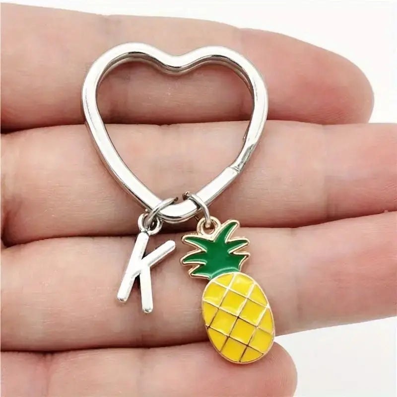 Personalized Pineapple Heart Keychain