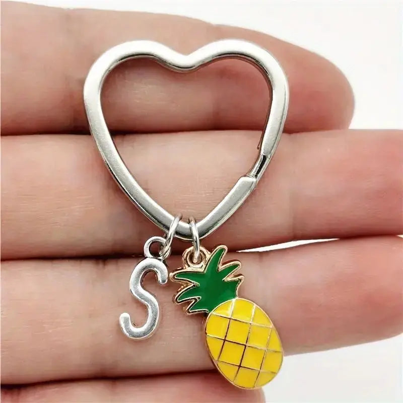 Personalized Pineapple Heart Keychain