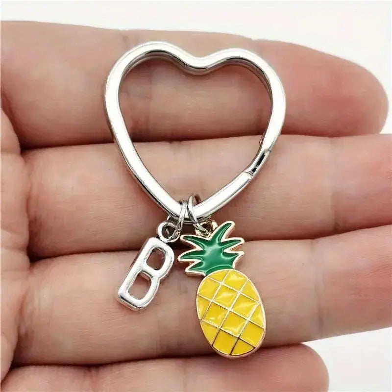 Personalized Pineapple Heart Keychain