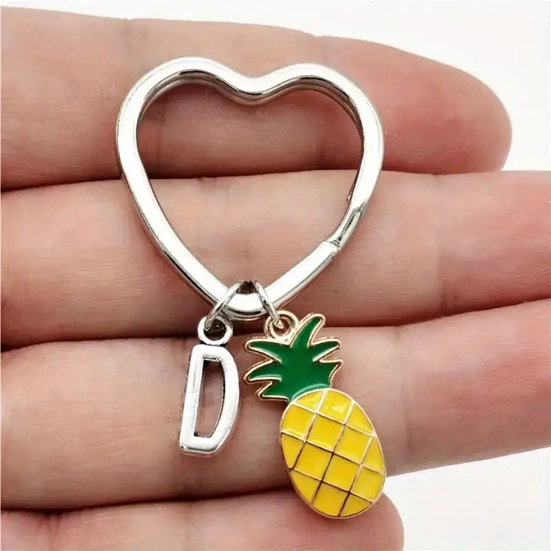 Personalized Pineapple Heart Keychain